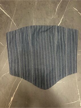 Striped Denim Corset Top - Blue